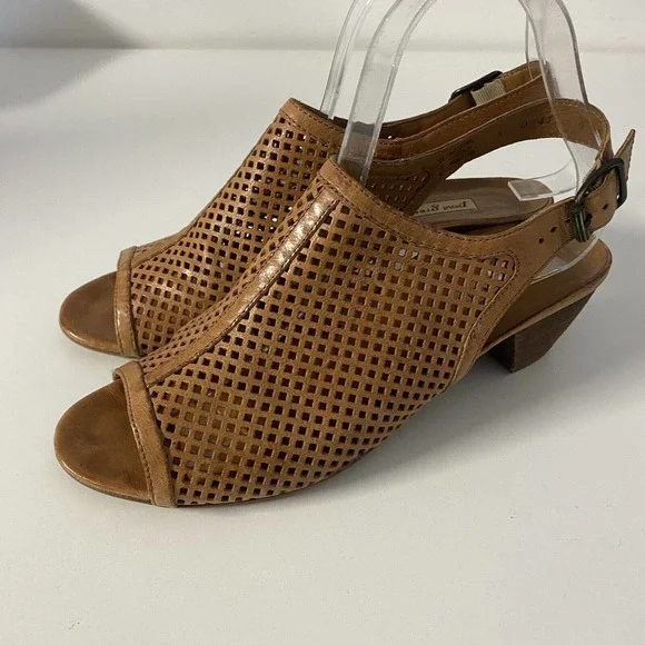 Paul Green Lois Slingback Perforated Leather Sandal Cognac Open Toe 5 UK… - Picture 5 of 9